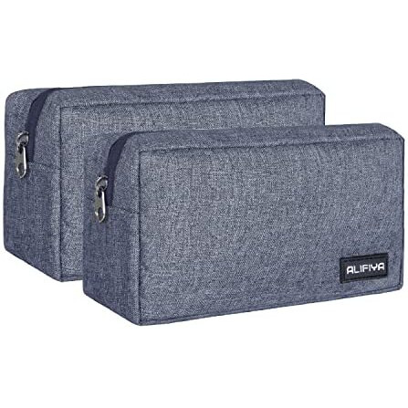 Alifiya Polyester Gadget Charger Pouch/Travel Organizer Pouch For Cables/Hard Disk/Charger (Grey - Pack Of 2)