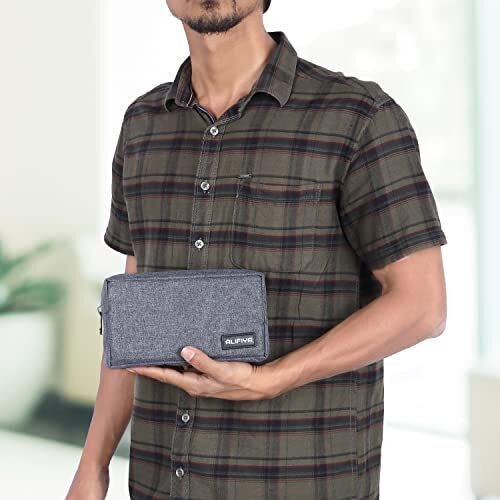 Alifiya Polyester Gadget Charger Pouch/Travel Organizer Pouch For Cables/Hard Disk/Charger (Grey - Pack Of 2)