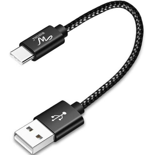 Wayona Usb Type C Short 65W/3A Fast Charging Data Cable For Powerbank, Android Auto, Apple Carplay, Samsung Galaxy S24, S23, S22, S21, S20, Iphone 15, 15 Pro, 15 Pro Max, 15 Plus (0.25M, Black)