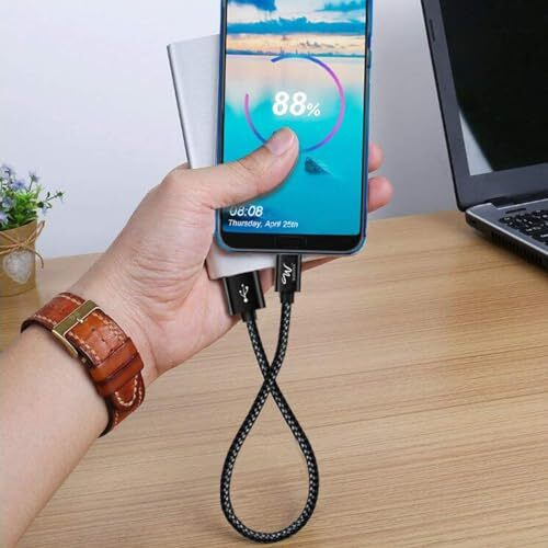 Wayona Usb Type C Short 65W/3A Fast Charging Data Cable For Powerbank, Android Auto, Apple Carplay, Samsung Galaxy S24, S23, S22, S21, S20, Iphone 15, 15 Pro, 15 Pro Max, 15 Plus (0.25M, Black)