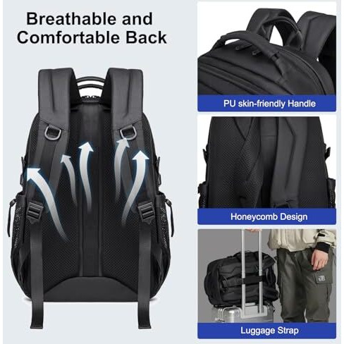 Arctic Hunter Laptop Backpack For Men Women 25L Lightweight Water-Resistant Casual Backpack 15.6-Inch Laptop Bag 5 Pockets Sleek For College Office Daypack, Black