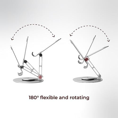 Megastro Aluminum 360 Rotatable Phone/Tablet Stand (Under 10Inch) - Mvpmini | Adjustable, Sturdy, And Versatile | Universal Compatibility | Hands-Free Viewing (Metallic Silver)