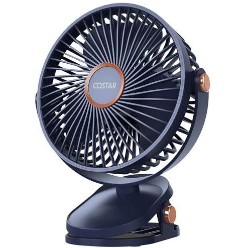 Costar Mini Portable Clip Fan Battery Operated, Usb Night Light, 6 Inch Table Fan, 5-Speed Rechargeable Fan With Less Vibration, 360 Rotate Personal Fan, Detachable Clean For Home Office Camp (Blue)