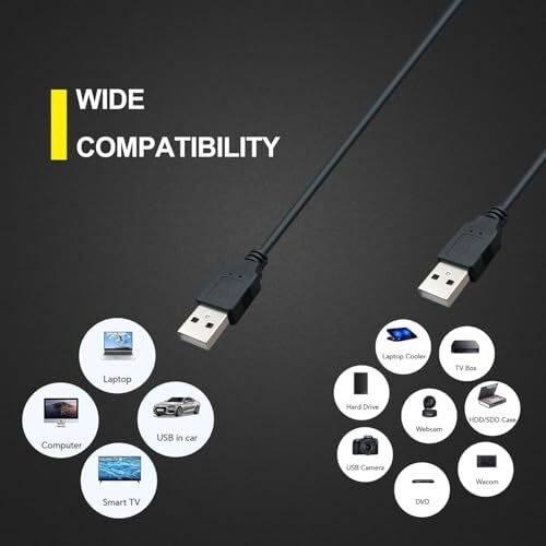 100Fit 1 Meter Usb A Male To A Male Cable High Speed Usb 2.0 Usb To Usb Cord, For Printers, Modems, Cameras, Scanners, Laptop Cooling Pad Black