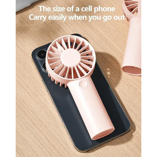 Gaiatop Mini Handheld Fan, Powerful 3 Speed Personal Portable Fan, Usb Rechargeable Hand Fan Cute Small Electric Fan For Makeup Travel Camp Shopping Indoor Outdoor(Pink)