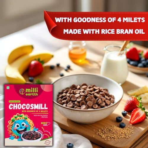Millieartth Chocosmill - Millet Chocos | Made With 4 Super Millets, Multigrain | Healthy Breakfast Cereal | High In Fiber, Calcium & Protein | No Maida, No Palm Oil | 300Gram (Pack Of 1)
