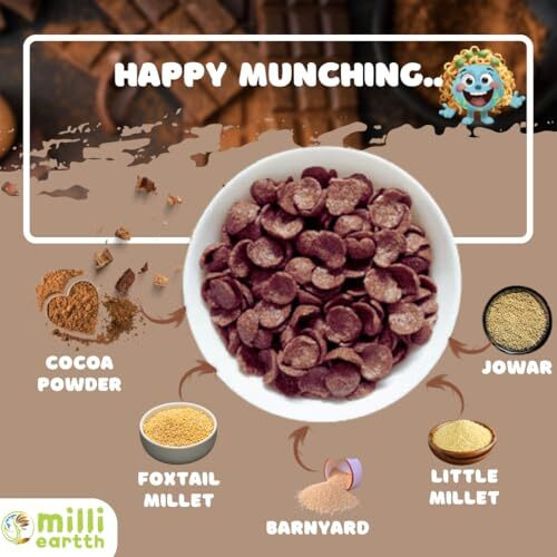 Millieartth Chocosmill - Millet Chocos | Made With 4 Super Millets, Multigrain | Healthy Breakfast Cereal | High In Fiber, Calcium & Protein | No Maida, No Palm Oil | 300Gram (Pack Of 1)