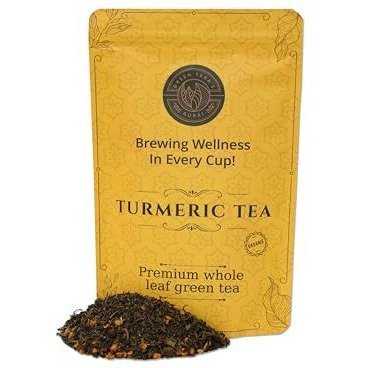 Green Tara's Aurai Turmeric Ginger Herbal Tea | Organic 100G (3.52 Oz) | Ayurvedic Detox Blend With Curcumin | Caffeine-Free Whole Leaf Infusion | 100% Natural | Resealable Pouch For Freshness