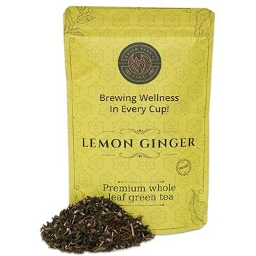 Green Tara's Aurai Lemon Ginger Green Tea | Certified Organic 100G (3.52 Oz) | Whole Leaf Blend | Refreshing & Soothing | Low Caffeine | Gluten-Free & Non-Gmo | Resealable Zipper Pack