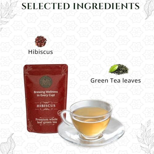 Green Tara's Aurai Hibiscus Green Tea | Certified Organic 100G (3.52 Oz) | Herbal Wellness Tea | Premium Whole Leaf Blend | Antioxidant-Rich | Caffeine-Free | Resealable Ziplock Pouch For Freshness