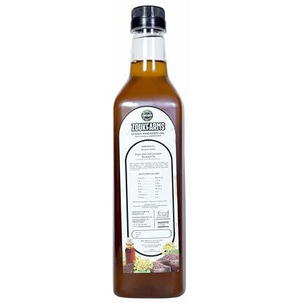 Zoukfarms Wood Pressed Black Mustard Oil 1L | Cold Pressed & Unrefined | Lakdi Kachi Ghani Extraction | No Chemicals Or Additives | For Cooking, Massage & Skincare | Pure & Natural