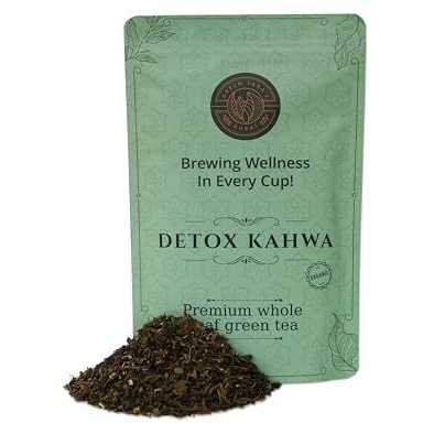 Green TaraS Aurai Detox Kahwa Green Tea | Certified Organic 100Gm (3.52 Oz)| Refreshing & Cleansing Blend | Premium Whole Leaf Blend | Resealable Zipper Pack