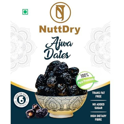 Nuttdry Premium Fresh Ajwa Dates Original 700G (500Gm + 200Gm) | Iron & Fibre Rich Naturally Sweet Without Added Sugar | Dry Fruits & Nuts | All Natural | No Preservatives | Khajur | Khajoor | Khejur