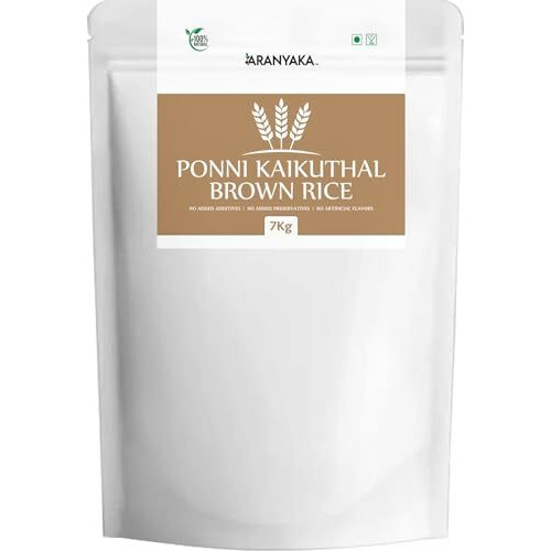 Aranyaka Ponni Kaikuthal (Hand-Pounded) Brown Rice (7Kg) | (Medium Grain,Unpolished, Boiled) | Brown Chawal | Loaded With Dietary Fiber And Nutrients| 7Kg In Total