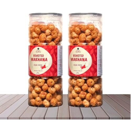 Suru Peri Peri Flavoured Makhana (Foxnuts), Roasted With Olive Oil, 90G Each (Pack Of 2)