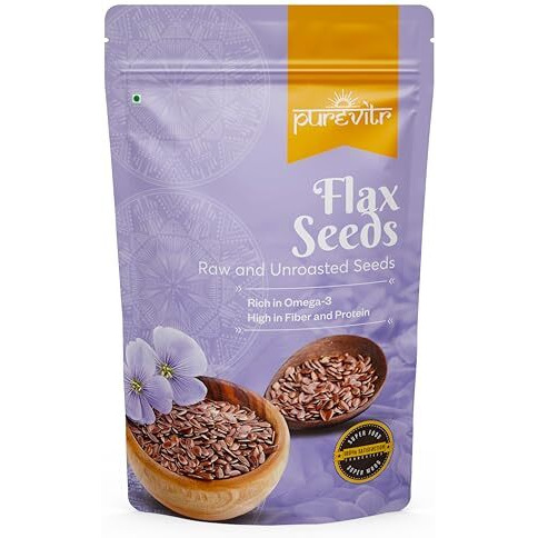 Purevitr Flax Seeds | 200G | Raw Flax Seeds For Eating | Omega-3 Rich Seed, High In Fiber & Protein |Healthy Snacks| Baking & Smoothies (Pack Of 1)