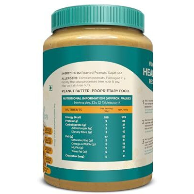 Healthronix Classic Smooth Peanut Butter 1Kg | 26G Protein To Boost Energy | Tasty & Healthy Nut Butter Spread | Vegan | Cholesterol Free, Gluten Free | Zero Trans Fat | Creamy Peanut Butter