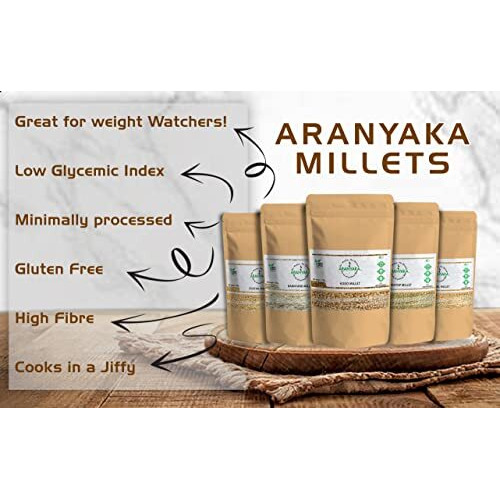 Aranyaka Foxtail Millet 1Kg Raw (Whole Grain)-(Kaon/Kang/Kangni/Kakum/Navani/Korralu/Korra/Thinai) | Low Gi- Diabetic Friendly | High Protein & High Fibre | Unpolished | Gluten-Free, Non-Gmo