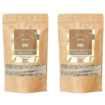 Aranyaka Ponni Kaikuthal (Hand-Pounded) Brown Rice (2Kg) | (Medium Grain,Unpolished, Boiled) | Brown Chawal | Loaded With Dietary Fiber And Nutrients| [1Kg (Pack Of 2)]- 2Kg In Total