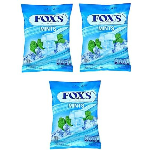 Fox's Crystal Clear Mints Candy Pouch, (90G X 3 Packs)