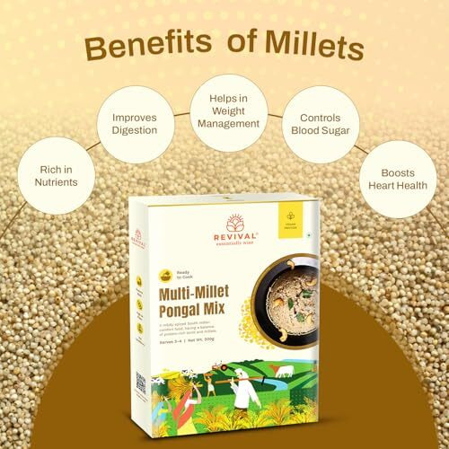 Revival Multi-Millet Pongal Mix  Pack Of 2 (200G Each) | Instant South Indian Breakfast | High In Fiber & Protein | Gluten-Free | Made With Authentic Spices | Quick & Easy To Prepare