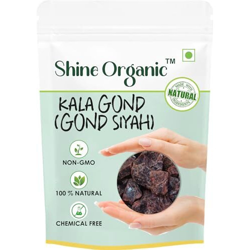 Shine Organic Gond Siyah | Kala Gond 100% Pure | Black Gum | - (200 Gm)