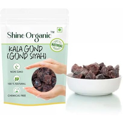 Shine Organic Gond Siyah | Kala Gond 100% Pure | Black Gum | - (200 Gm)