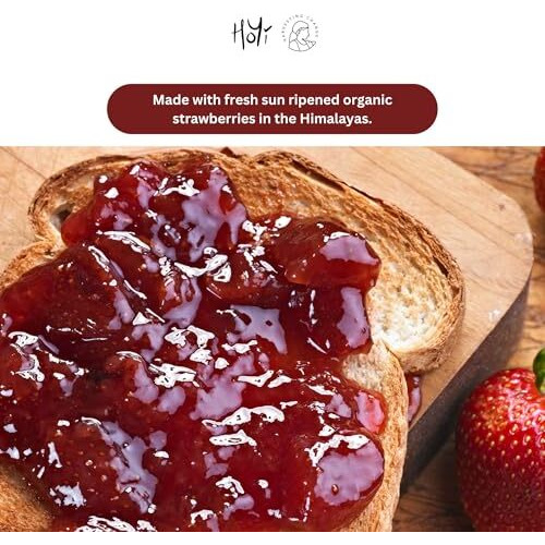 Hoyi Strawberry Jam Preserve| No Refined Sugar & Preservatives | Farm-Fresh | Loaded With 62% Fruit Chunks | Kids And Moms | No Added Flavors Or Colors (250 Gms)