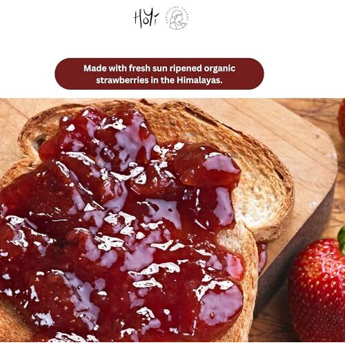 Hoyi Strawberry Jam Preserve| No Refined Sugar & Preservatives | Farm-Fresh | Loaded With 62% Fruit Chunks | Kids And Moms | No Added Flavors Or Colors (480 Gms)