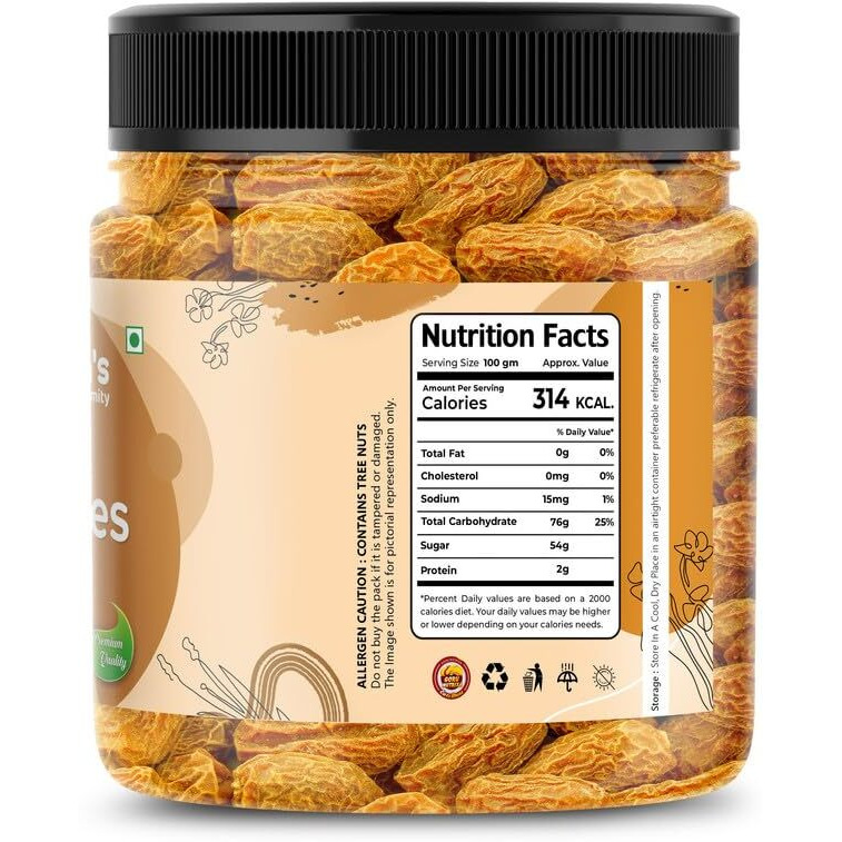 Goru Nutrixa Dried Dates Yellow 1Kg | Sukha Khajoor | Peela Khajoor | Kharik | Kharak | Kharek | Pila Chuara | Natural & Healthy Superfood Chhuara | Rich In Nutrients & Fiber
