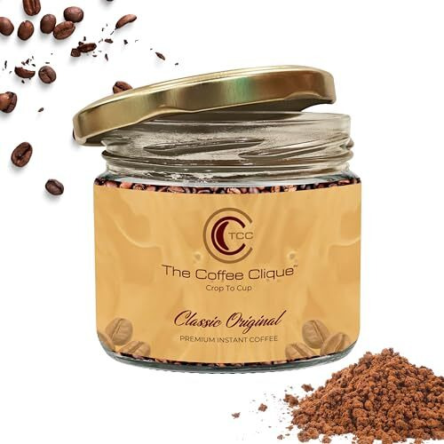 The Coffee Clique | Classic Original | Premium Instant Coffee Powder | Non-Flavoured | 100% Pure Arabica Coffee | No Chicory Added | 100 Gms | Serves 50 Cups