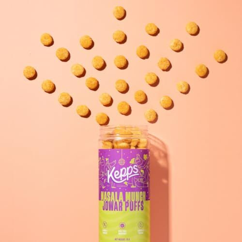 Kepps Masala Munch Jowar Puffs Snack, Gluten Free, Rich In Fiber And Protein, Never Fried, Low Calorie, Delicious Munchies, For All Age, Kid Friendly (70 Gm)