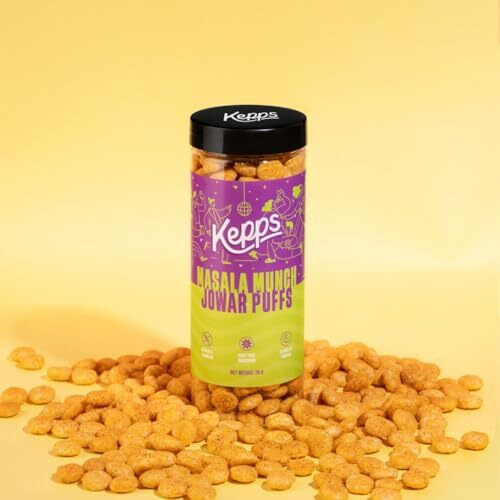 Kepps Masala Munch Jowar Puffs Snack, Gluten Free, Rich In Fiber And Protein, Never Fried, Low Calorie, Delicious Munchies, For All Age, Kid Friendly (70 Gm)