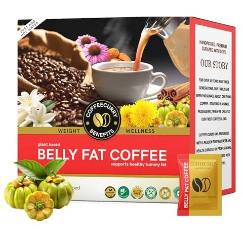 Coffeecurry Belly Fat Instant Coffee Premix (30 Sachets) - Helps To Get Slimmer Belly I Premium Arabica Coffee Powder With Herbs