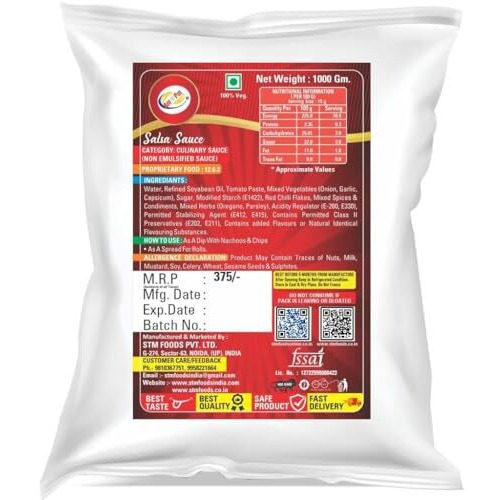 Am 2 Pm - Mexican Touch Salsa Sauce Enjoy The Salsa Dip With Nachos, Garlic Bread, Sandwich Burger, Momos Chips Spread For Rolls | Sweet Spicy Tangy Flavour - 1Kg