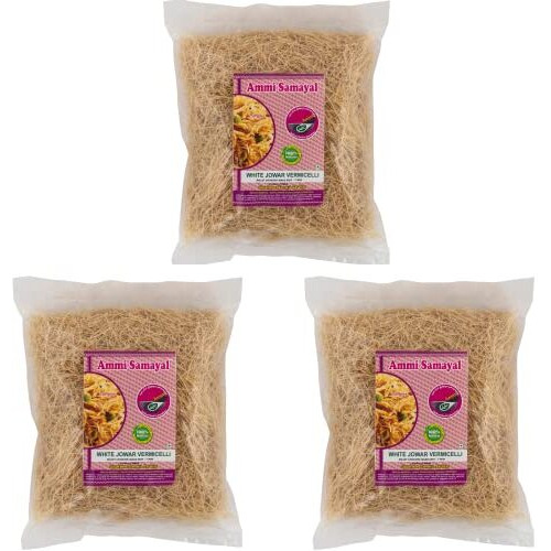 Ammi Samayal | White Jowar Semiya/Vermicelli/Sevai | Vermicelli Roasted Pantry 350 Grams (Pack Of 3)