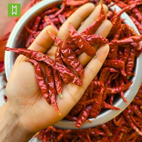 Themasalewale's Guntur Dry Red Chilli Whole | Teja Deluxe | Stem-Less | New Crop 2025 | Hot & Spicy | Sortex Cleaned | Best For Tadka | Organic | Best | Must Try | (200)