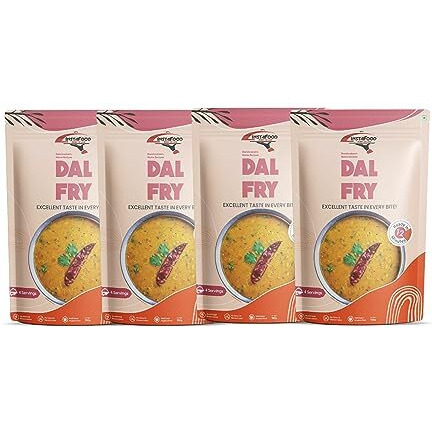 Instafood Yellow Dal Fry | Ready To Eat & Cook Meal | 3-4 Servings Each | Pack Of 4 (Each 150G) | After Cooking Gets 4 Litre To Serve | Zip Lock Packaging | Vegetarian Meal | Just Add Water And Cook