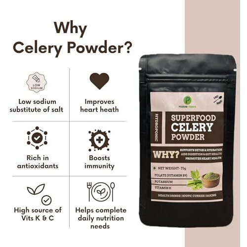 Poddar Farms Premium Celery Powder | Green Superfood | 100% Pure, Hydroponically Grown And Residue Free | 75 Grams (2)