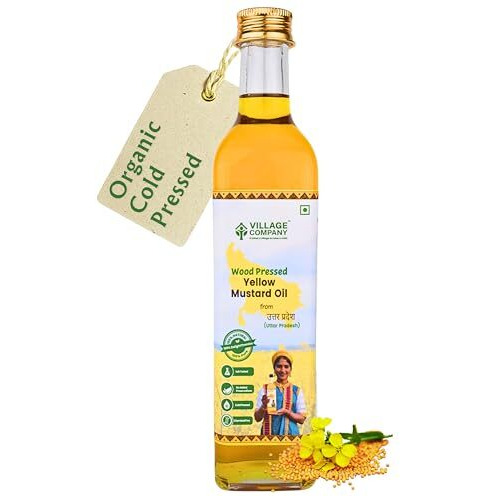 Village Company Cold Pressed Yellow Mustard Oil | Extra Virgin, Edible, Pure | Wood Pressed & Unrefined (500 Ml (Pack Of 1), Cold Pressed Extra Virgin)