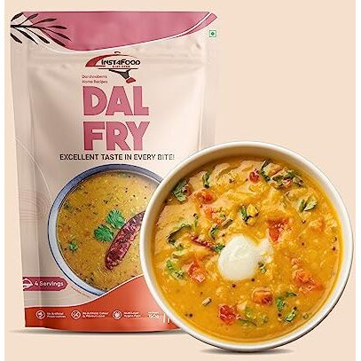 Instafood Yellow Dal Fry | Ready To Eat & Cook Meal | 3-4 Servings | Pack Of 1 (Each150G) | After Cooking Gets 1Litre To Serve | Zip Lock Packaging | Vegetarian Meal | Just Add Water And Cook