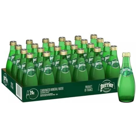 Perriers Natural Mineral Carbonated Sparkling Water, 330Ml - Pack Of 24, Imported (From France)
