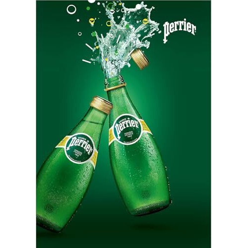 Perriers Natural Mineral Carbonated Sparkling Water, 330Ml - Pack Of 24, Imported (From France)