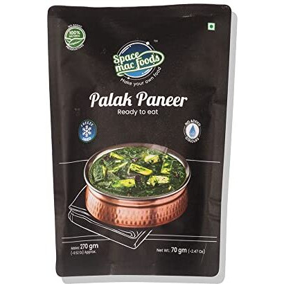 Spacemac Foods Freeze Dried Palak Paneer Ready To Eat, Ready To Cook, Instant Mix, 70 Grams