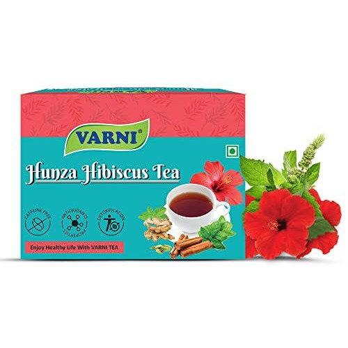 Varni Hunza Handmade 100% Natural Herbal Tea - An Energetic Drink For Good Health & Longevity | Caffeine Free | Healthy Tea | No Artificial Flavours - Pack Of 25 Bags (Hibiscus), 110 Gram