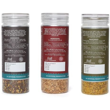 The Aftaway No Sugar Mukhwas Combo 440Gm - Sour & Salty Harvest, Flaxseed Power Blend, Dhana Dal Delight, Traditional Indian Mouth Fresheners, After-Meal Refreshment & Party Perfect (Pack Of 3)