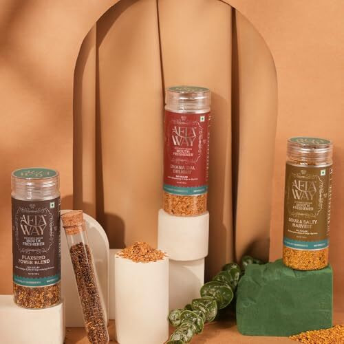 The Aftaway No Sugar Mukhwas Combo 440Gm - Sour & Salty Harvest, Flaxseed Power Blend, Dhana Dal Delight, Traditional Indian Mouth Fresheners, After-Meal Refreshment & Party Perfect (Pack Of 3)