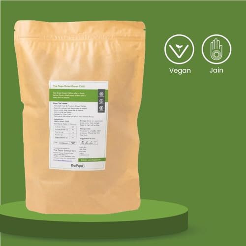 The Pepa Dehydrated Green Chilli | Dried Green Chillies | Helps In Weight Management | Natural & Hygienically Processed | Nutritious & Flavorful | Easy To Store & Long Shelf Life | Perfect For Cooking, Seasoning & Garnishing, Machine Processed, No Additives - 100Gm