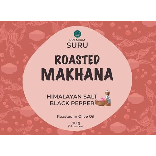 Suru Roasted Makhana With Himalayan Salt And Black Pepper, Olive Oil Roasted, 90G Each, Pack Of 2