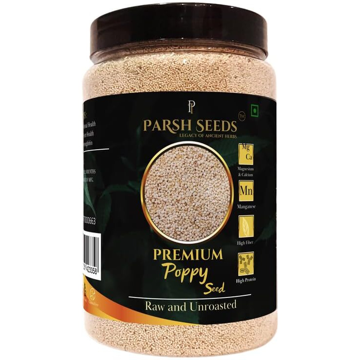Parsh Seeds Premium Poppy Seeds (Khus Khus) | 500G(Jar Pack) | No Artificial Colours Or Preservatives